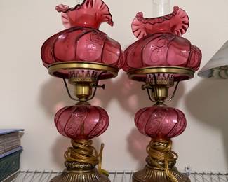 Fenton Cranberry Glass Lamps