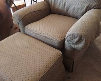 Tan chair with matching ottoman 