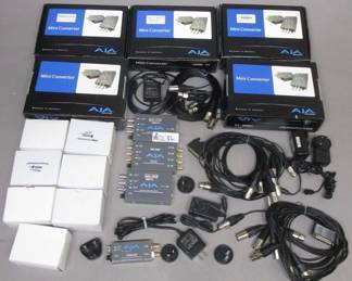 LOT OF AJA INCLUDING AJA MINI CONVERTER IN ORIGINAL BOXES AND MORE WITH SOME PS