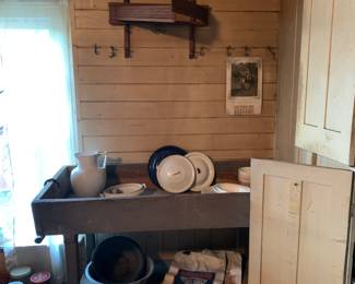 Kitchen 
Canning/vegetable dry sink, work table
Drying rack
Ironstone 