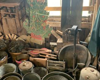 Barn
Lots of misc metal
Wooden bowls