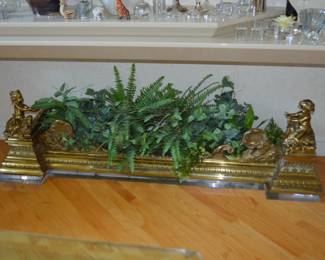 Ornate  vintage brass fender on Lucite base