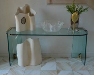 Glass and brass console