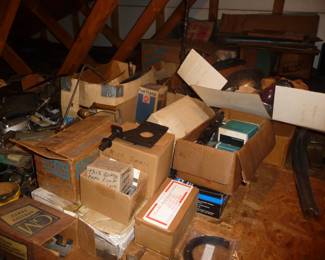 Attic full of Chevrolet Corvair Car parts