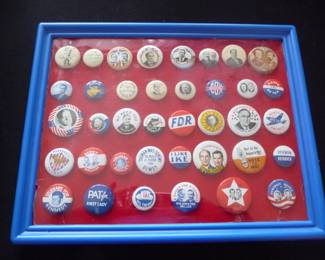 retro campaign  buttons  maybe 70's ?