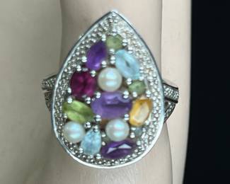 Multi-Stone And Silver Ring