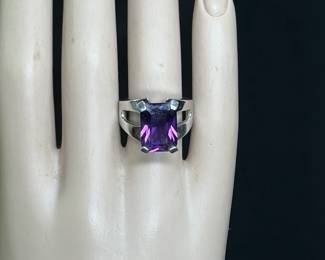 Amethyst and Silver Ring