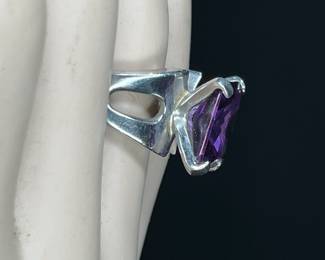 Amethyst and Silver Ring