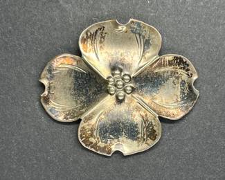 Stuart Nye Sterling Dogwood Pin & Earrings