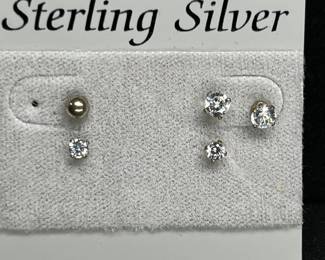 5 Sterling Silver Stud Earrings