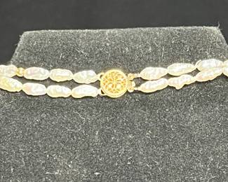 Fresh Water DBL Strand Pearl Necklace and Bracelet