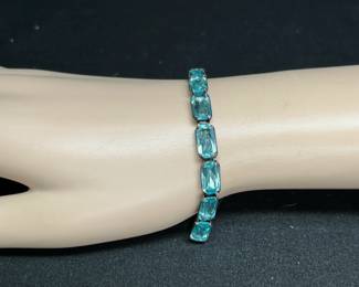 Sterling Lt Blue Zircon Tennis-Style Bracelet