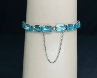 Sterling Lt Blue Zircon Tennis-Style Bracelet