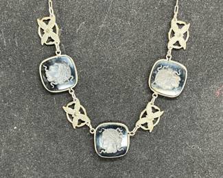VTG Etched Onyx & Hematite Sterling Necklace