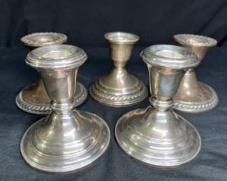 5 Weighted Sterling Silver Candlesticks
