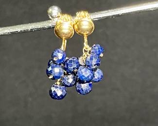 Marvella Pearl Screw Back & Blue Beaded Clip On