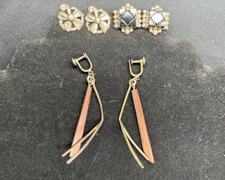 3 Pairs of Sterling Silver Screw Back Earrings