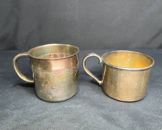 2 SIlver Plate Baby Cups