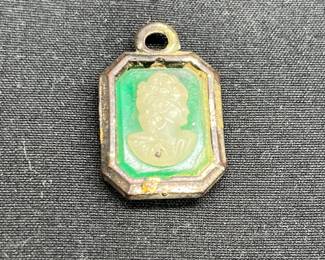 Vintage Bakelite Brooch, Cameo & Cinnabar Pendants