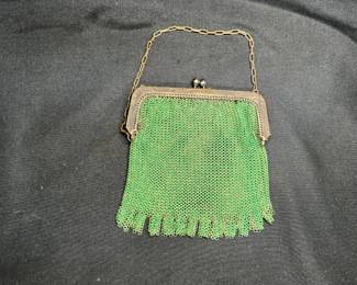 Antique Whiting & Davis Metal Enamel Mesh Purse