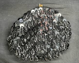 VTG Hong Hong Black Sequin & Bead Clutch