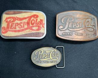 3 Pepsi-Cola Belt Buckles