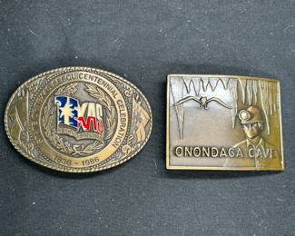 Texas 150 years & Onondaga Cave Belt Buckles