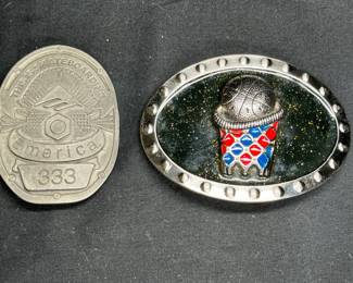 3 Silvertone Swirl & Floral Print Belt Buckles