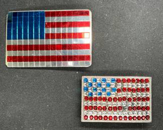 Rhinestone American Flag Belt Buckles