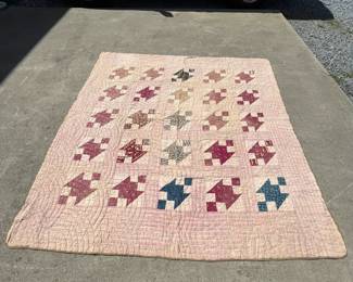 Antique Geometric Patterned Quilt