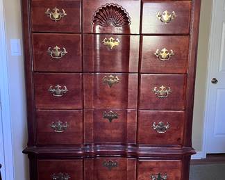 Cherry wood tallboy dresser