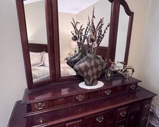 Dresser with triple mirror