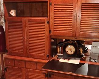 Ethan Allen Baumritter Heirloom Cabinetry Sets with Louvered Doors - Can be purchased separately.  Includes a Media Unit with a Pre-Installed Turntable, Receiver/Radio; 8 Track Player and a Bar / Desk Unit; a Corner Unit; and a small Demilune / Corner Shelf.