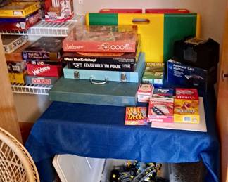 LEGO Electric Train Set; LEGO Table; Large Assortment of Games  & Puzzles -- In Very Good Condition!