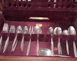 Set of "Tangier" 1969 Community Silverplate in Chest.