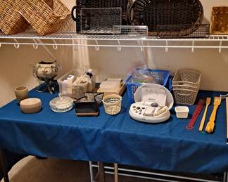 Assortment of Baskets; Electric Nail File and other miscellaneous supplies.