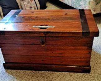 Wood Blanket Chest with a Locking Hasp.
