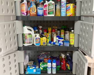 Assorted Cleaning Supplies - Many NIB; Rubbermaid Storage Cabinet
