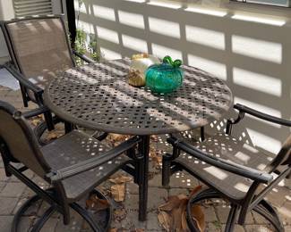 patio set - hand blown glass pumpkins