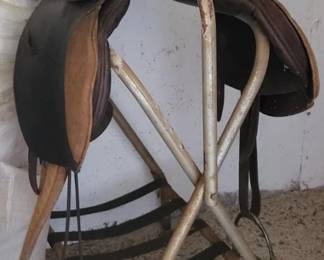 166 - Horse Saddle & Stand