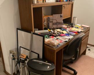 Office supplies, paper shredder, wipe words, tripods