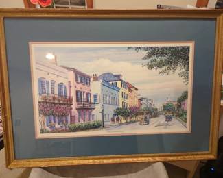 Charleston, South Carolina pretty watercolor print framed
