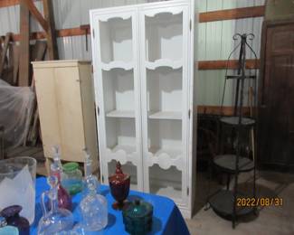 White bookcase, French country styling with chicken wire doors