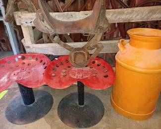 Tractor seats milk can saddle