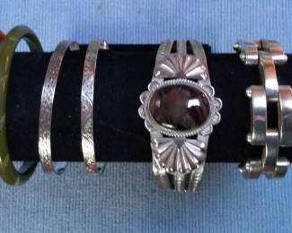 Bakelite and sterling bracelets