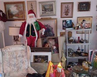 Chair, Radio, Pictures, Paintings, Antiques, Lamp, Santa and much more...