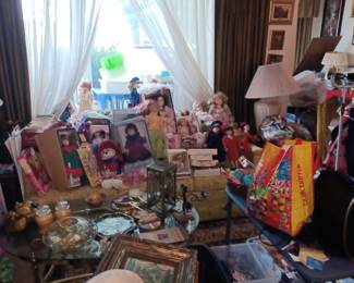 Dolls, Barbie's, lamp, chair, couch, table, pictures and much more...