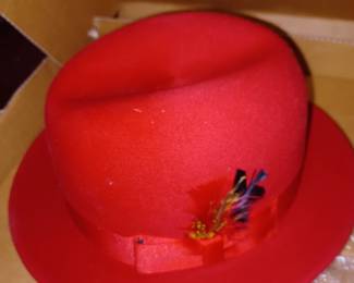 BILTMORE WINSTON RED FUR FELT HAT HOMBURG GODFATHER