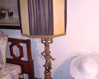 Vintage Angela Lamp, Cordless Phone, Candle Set and Woman's Hat