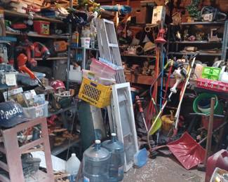 Window, ladder, shelf, hand tools, gardening tools, lamps and much more...